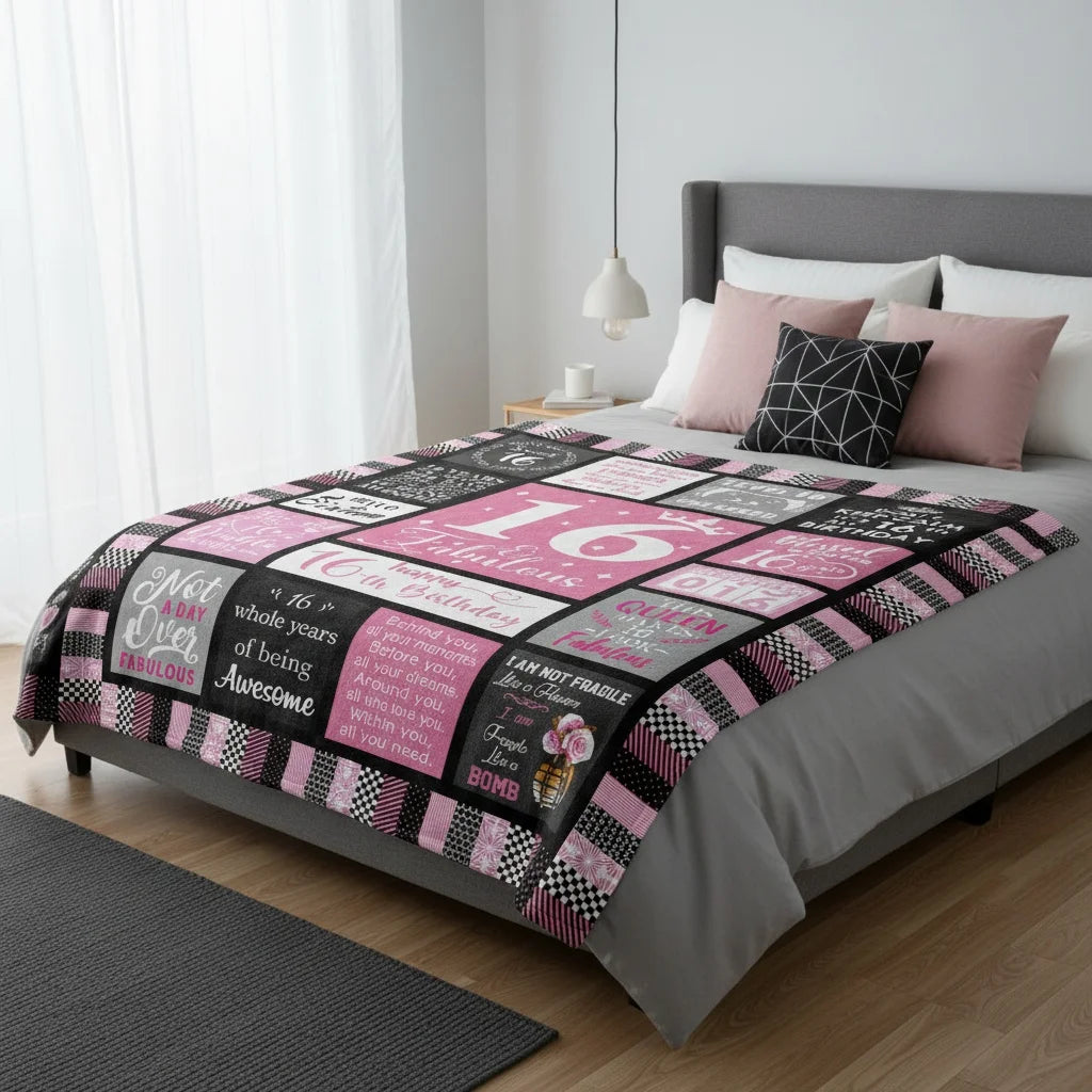 Sweet 16 Birthday Girl Blanket