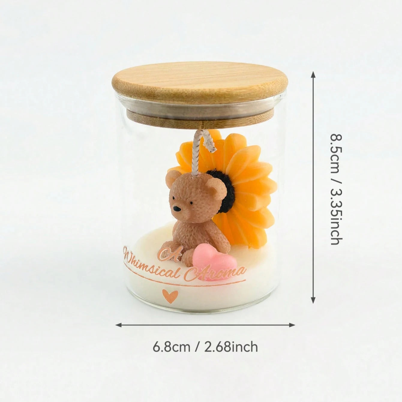 Teddy Bear and Flower Candle in Glass Jar