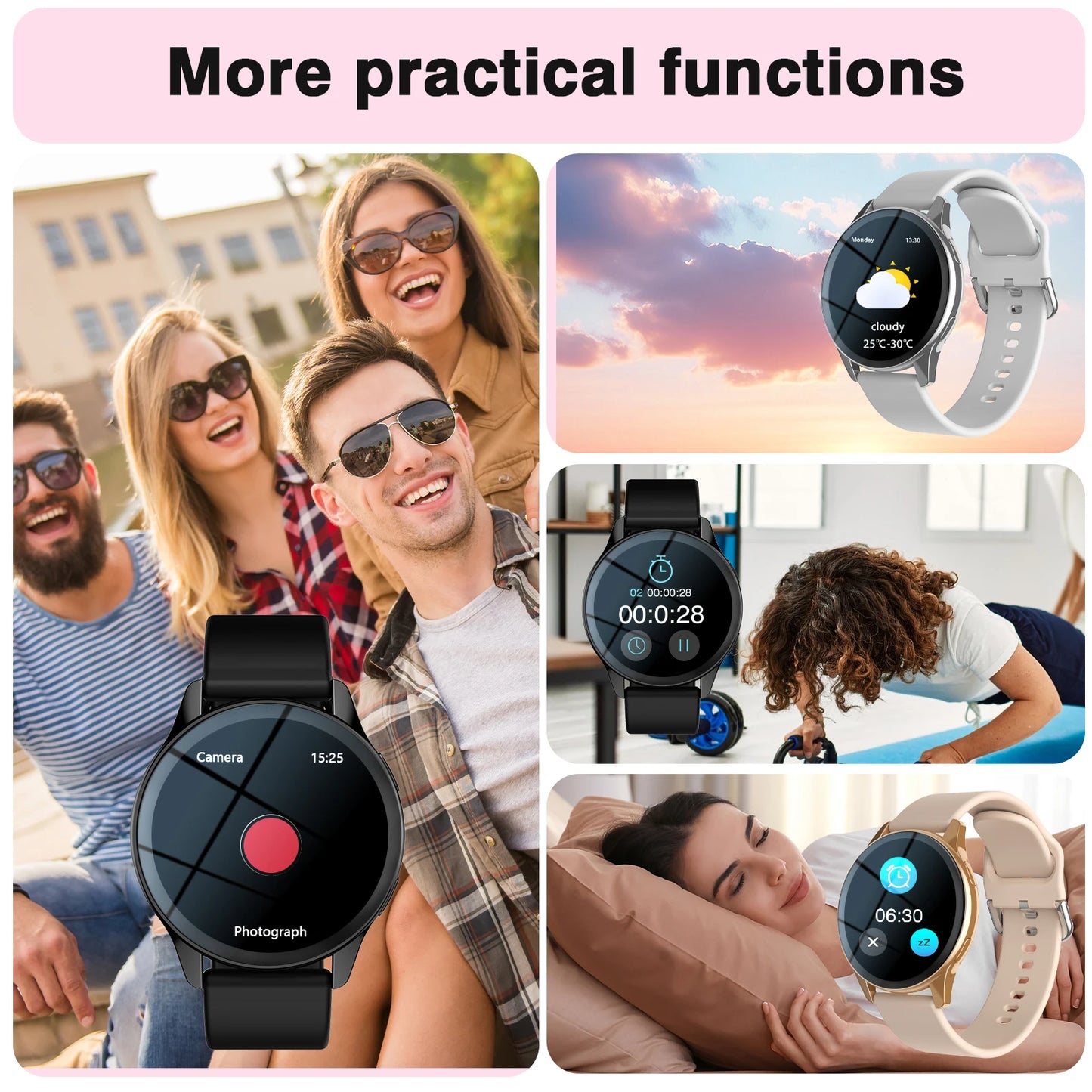 Round Face Smart Watch - iOS + Android