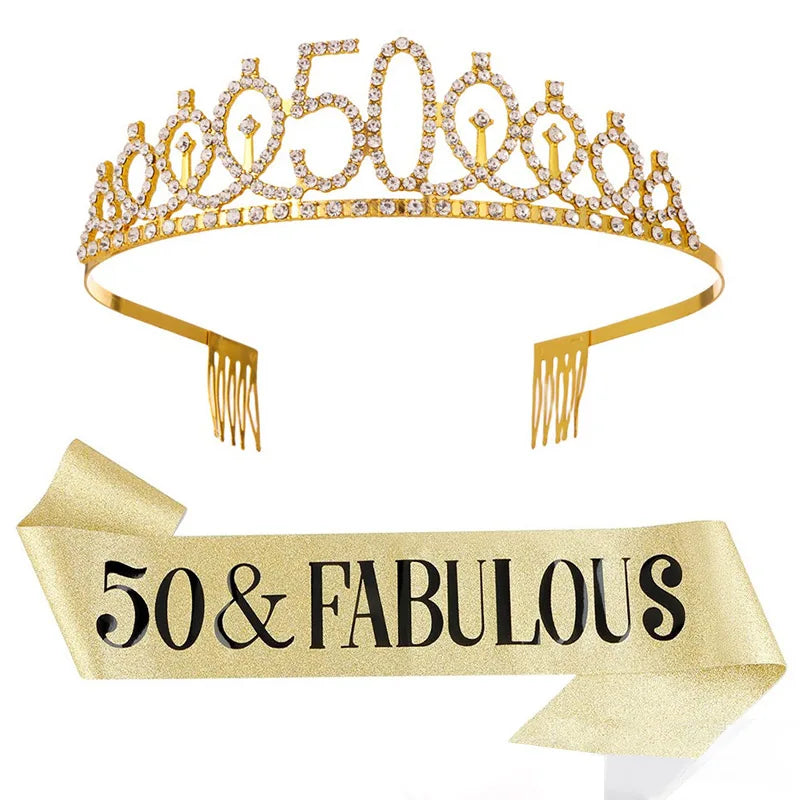 30-50th  Birthday Crown with Sash