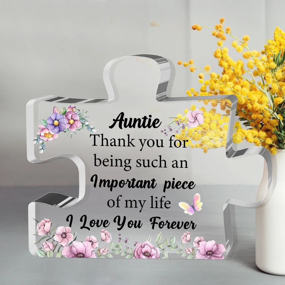 Sentimental Acrylic Puzzle Piece | For Auntie