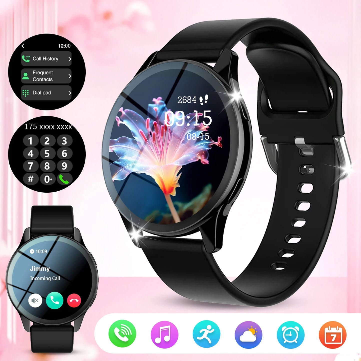 Round Face Smart Watch - iOS + Android