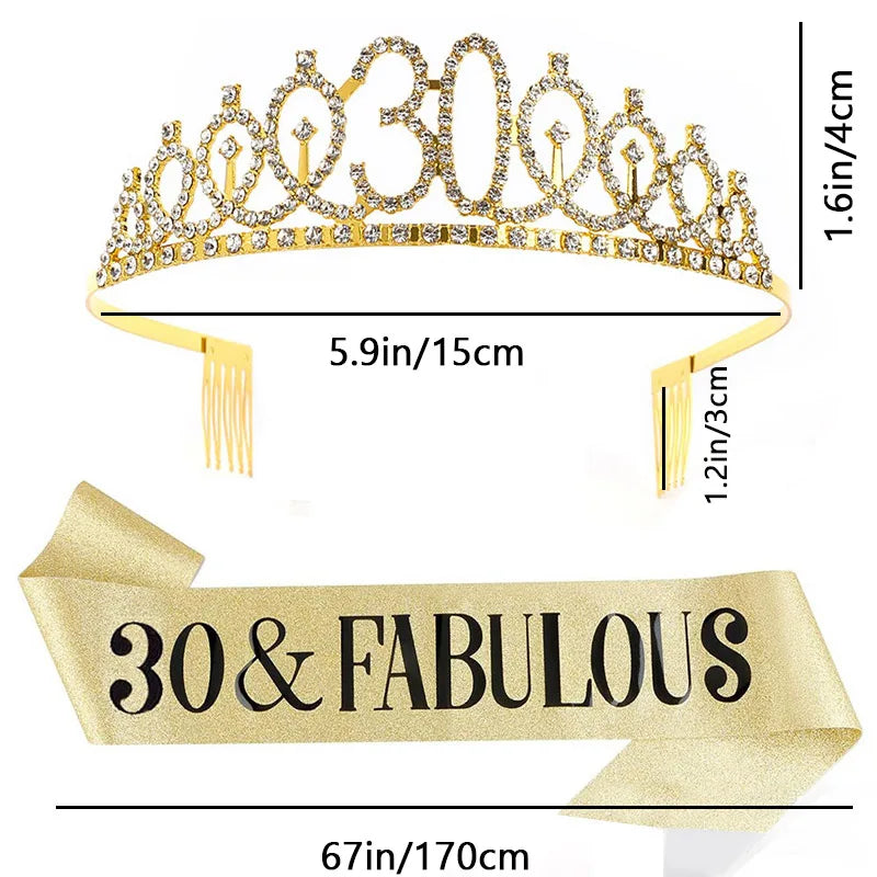 30-50th  Birthday Crown with Sash