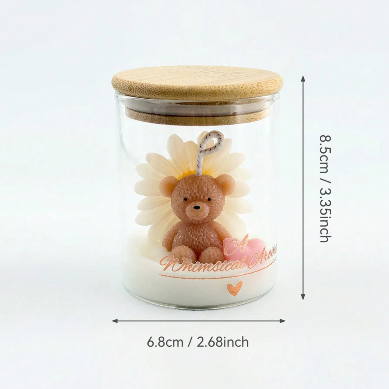Teddy Bear and Flower Candle in Glass Jar