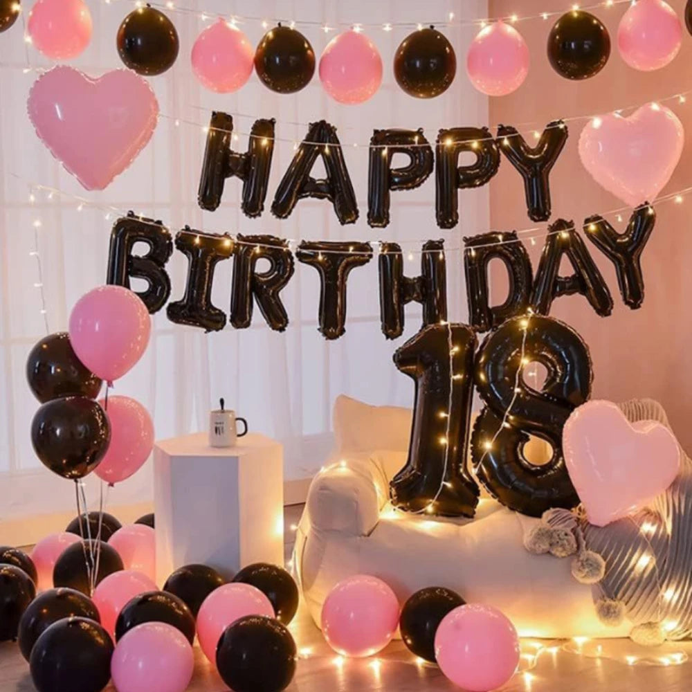 16 Inch Black Happy Birthday Letters and Number