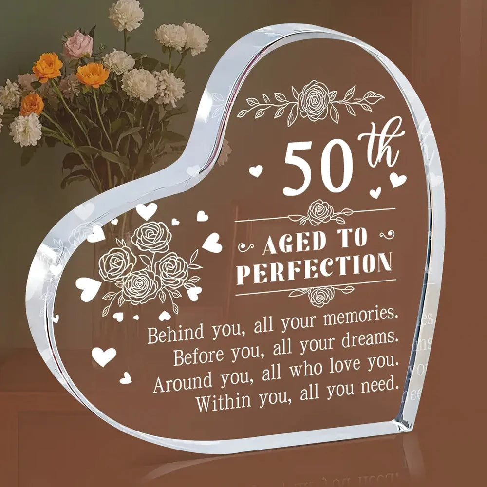 Acrylic Heart with Message for 50th