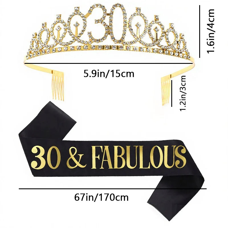 30-50th  Birthday Crown with Sash