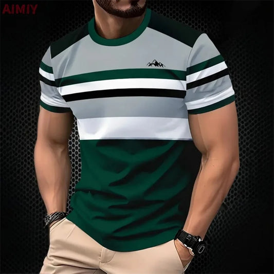 Men's Striped Printed T-shirts