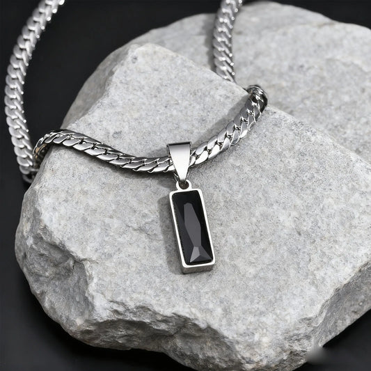 Quality Chain with Geometric Stone Pendant | For Him