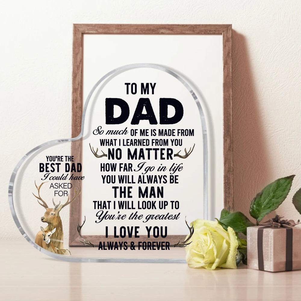 Sentimental Note for Dad from Son | Acrylic Heart