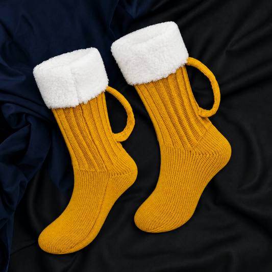 3D Beer Mug Knitted Socks Men's Padded Warm Mid-Calf Socks Women Winter Soft Funny Sleep Floor Socks Woolen Socks Christmas Gift